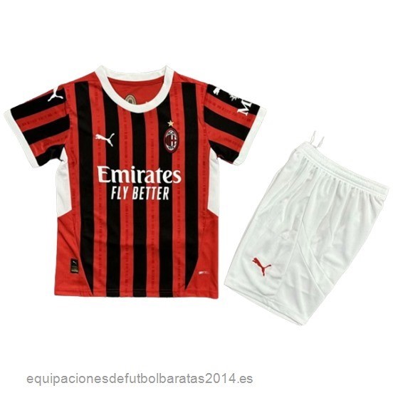 Nuevo 1ª Conjunto De Niños AC Milan 24/25 Rojo Negro Baratas